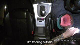 Fake cop bangs ebony stripper pov
