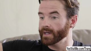 Trans blonde Aubrey fucks her ass so hard by Brendan huge dick