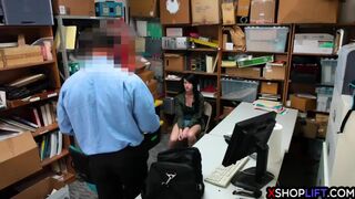 Slender teen suspected and fucked by a security guard