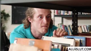 Bailey Brooke gets banged in the library by Brick Danger huge cock
