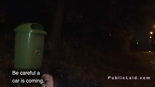 Spanish student bangs in the park