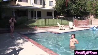 Busty college teens satisfied each other in lesbian sex