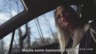French stranded teen fucks big dick in car