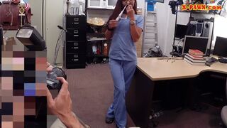 Desperate nurse screwed at the pawnshop to earn money