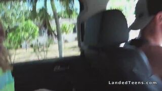 Wracked car teen bangs strangers dick