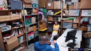 Russian slender teen caught stealing by a security guy