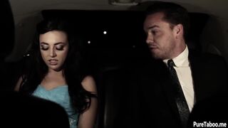 Cute nerdy teen gangbanged by rich guys in outdoor sex