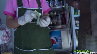 Cute Thai teen picked up at market gets fondled and probed by white cock