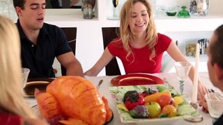 FamilyStrokes - Step Sister Sucks And Fucks Brother During Thanksgiving Dinner