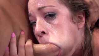 Teen chokes on his cock until he cums