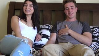 Latina Spanish 18yo teen gets fucked by college freshen thick cock jock
