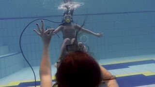Hottest euro babes alone and naked in the outdoor pool filming each other