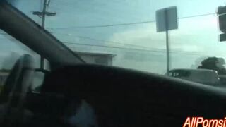 candy with her sweet dildo backseat pussy tease