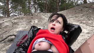 Hard self-fucking on a sandy dune