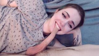 Playing with a soft cock's foreskin