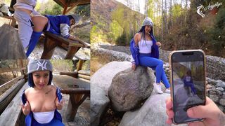 Great blowjob in nature after a photo shoot of young tourists