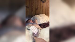 Mature mom plays with herself and he helps by fingering her till she cums! Rewards him with a Blowjob!